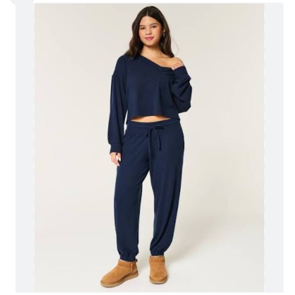 Gilly Hicks Relaxed Waffle Joggers navy guc womans XS long